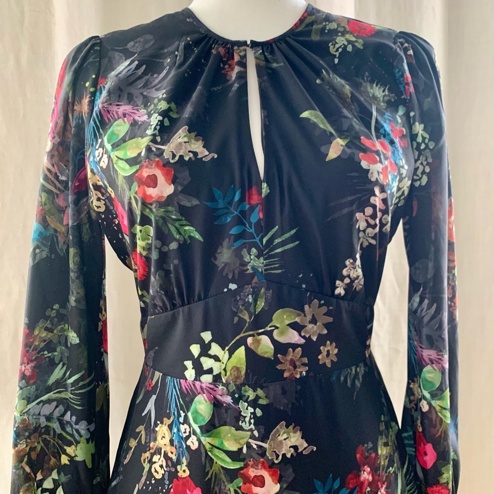 NWOT Parker Mini Long Sleeve Black Floral Dress Size XS - Picture 3 of 16